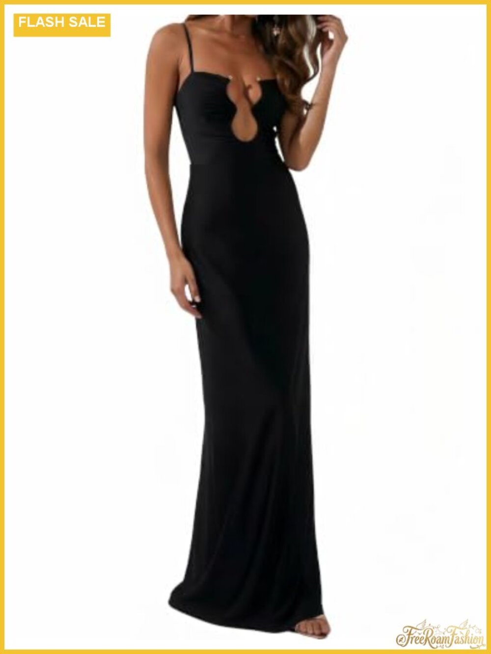 Spaghetti Strap Maxi Dress Square Neck Backless Cocktail Evening